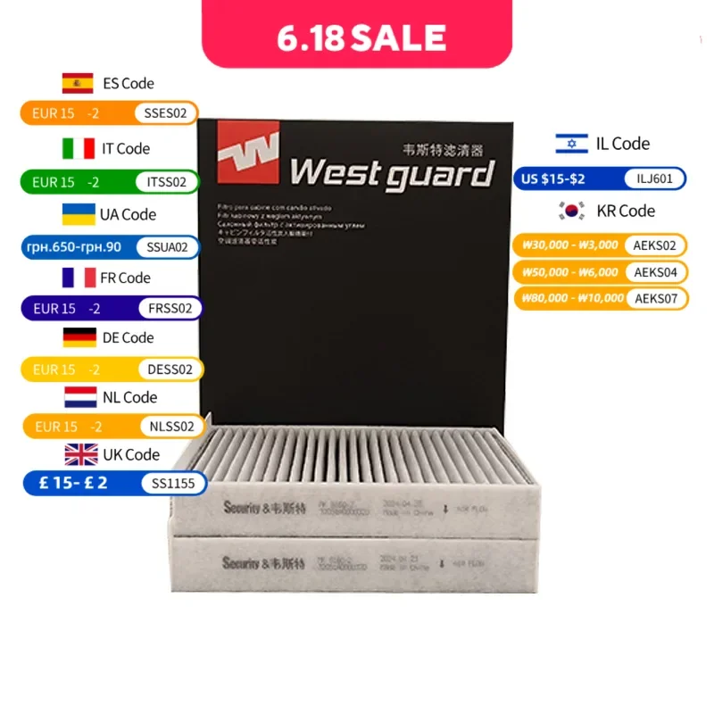 WESTGUARD MK8160-2, фильтр салона для AVATA 11 EV, полный привод 2022- 2 в упаковке Lak/S
WESTGUARD MK8160-2, фильтр салона для AVATA 11 EV, полный привод 2022- 2 в упаковке Lak/S