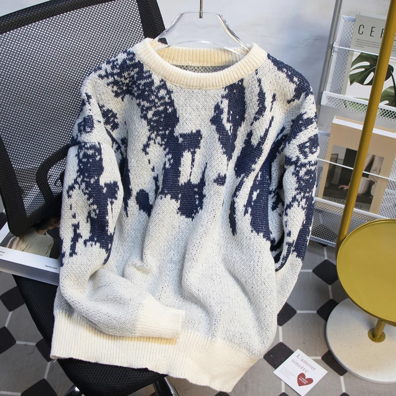 2024 Men Spring Autumn Fashion Long Sleeve Jacquard Sweater Top Male Round Neck Knitted Tops Mens Loose Pullover Jumpers S108
2024 Men Spring Autumn Fashion Long Sleeve Jacquard Sweater Top Male Round Neck Knitted Tops Mens Loose Pullover Jumpers S108