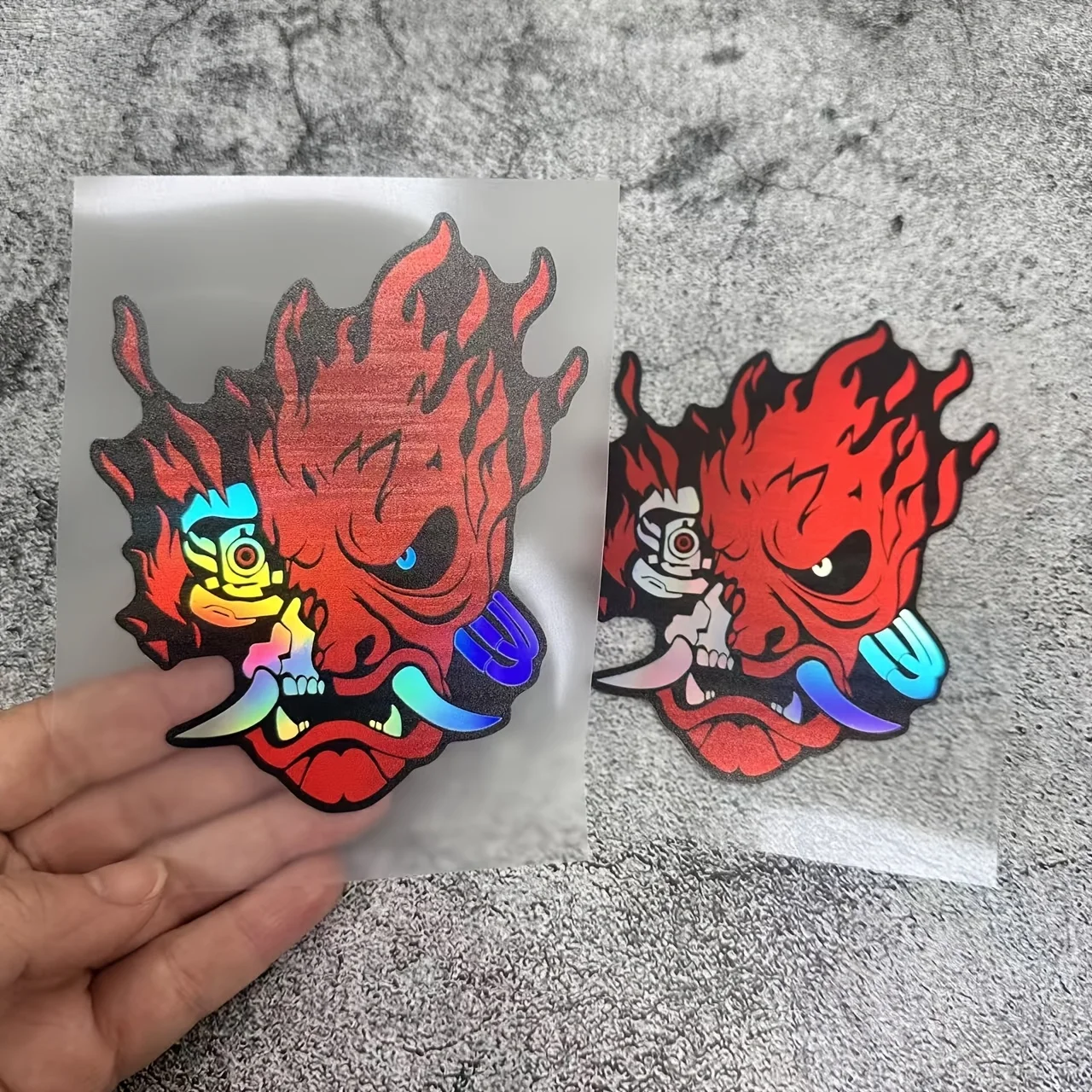 Holographic Cyberpunk Samurai Oni Mask Stickers Waterproof Vinyl Decals for Car Motorcycle Decor
Holographic Cyberpunk Samurai Oni Mask Stickers Waterproof Vinyl Decals for Car Motorcycle Decor