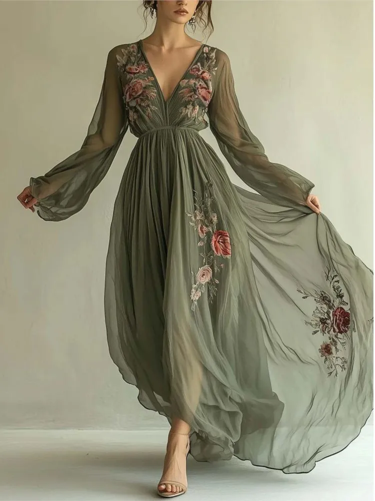Vintage Pattern Printed Long Sleeve Dress Women New Sexy V Neck Pleated Long Dresses Bohemian Style Spliced Vestidos Para Mujer
Vintage Pattern Printed Long Sleeve Dress Women New Sexy V Neck Pleated Long Dresses Bohemian Style Spliced Vestidos Para Mujer