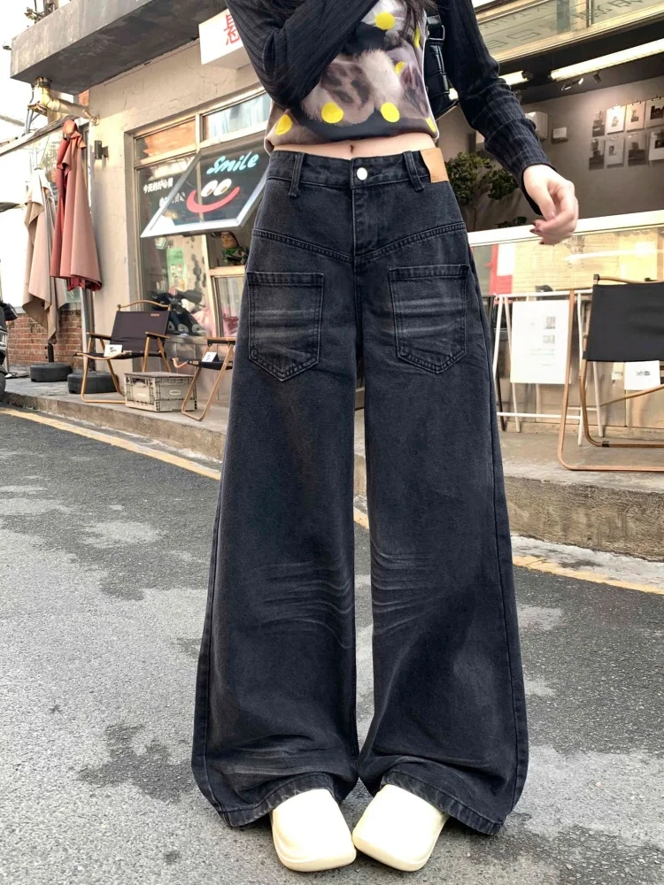 Женские джинсы-багги в стиле ретро Y2K 2026 года, с эффектом потертости и выцветания, черные, широкие, свободные, длинные брюки для женщин
Женские джинсы-багги в стиле ретро Y2K 2026 года, с эффектом потертости и выцветания, черные, широкие, свободные, длинные брюки для женщин