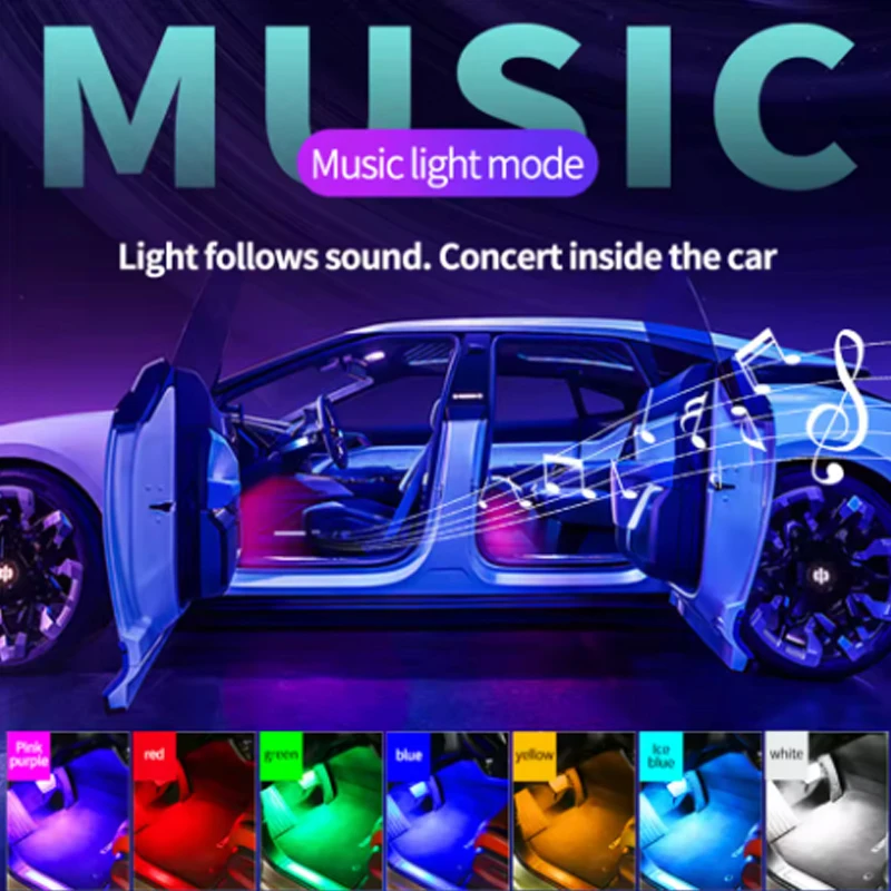 CAR Music Voice Control Atmosphere Lamps Accessories Car Interior RGB LED Strip Light Styling Decoration
CAR Music Voice Control Atmosphere Lamps Accessories Car Interior RGB LED Strip Light Styling Decoration