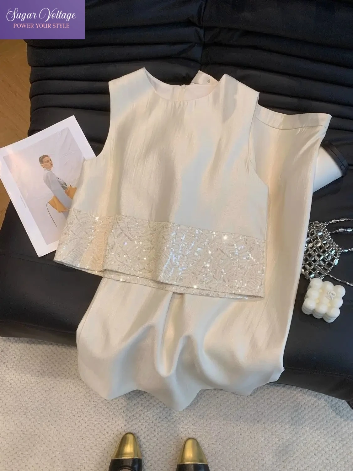 French Elegant Retro 2-Piece Set Women Summer Sequin Patchwork O-neck Sleeveless Vest Top +High Waist Midi Skirt Women's Suit
French Elegant Retro 2-Piece Set Women Summer Sequin Patchwork O-neck Sleeveless Vest Top +High Waist Midi Skirt Women's Suit