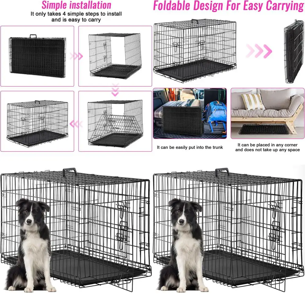 Складной металлический вольер для собак 48x48 дюймов с двойными дверями, перегородкой и герметичным поддоном для крупных собак
Складной металлический вольер для собак 48x48 дюймов с двойными дверями, перегородкой и герметичным поддоном для крупных собак