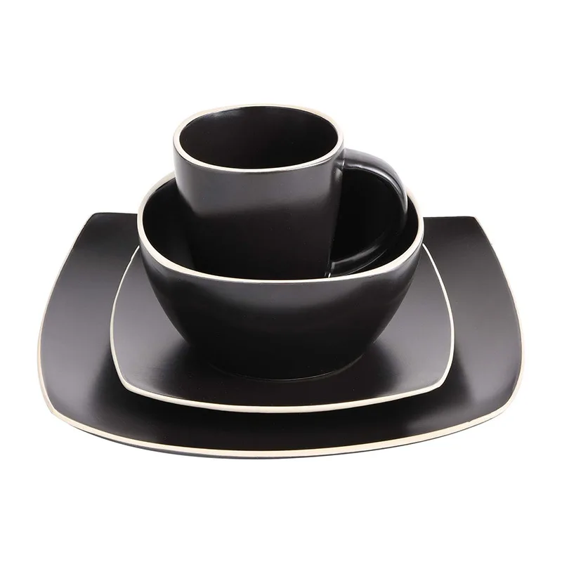 Matte premium black red contrasting ceramic tableware set 4 heads 16 heads set
Matte premium black red contrasting ceramic tableware set 4 heads 16 heads set