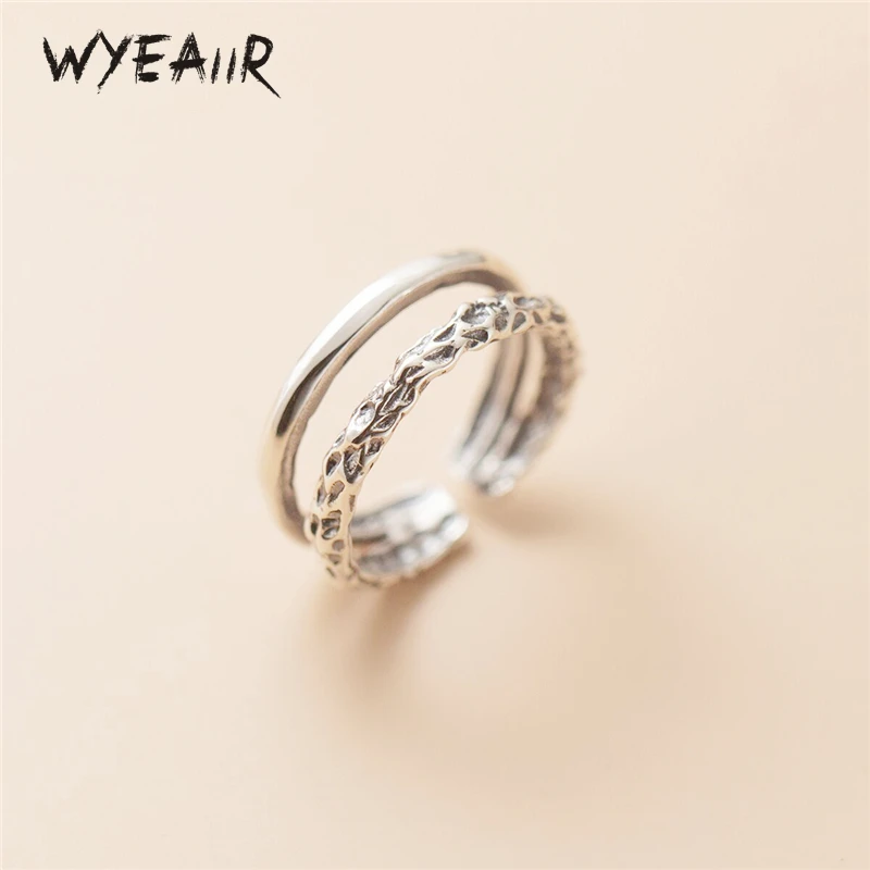 WYEAIIR стерлингового серебра 925 пробы, винтажное тайское серебро, нерегулярное двухслойное ювелирное изделие, женское кольцо с отверстием изменяемого размера
WYEAIIR стерлингового серебра 925 пробы, винтажное тайское серебро, нерегулярное двухслойное ювелирное изделие, женское кольцо с отверстием изменяемого размера