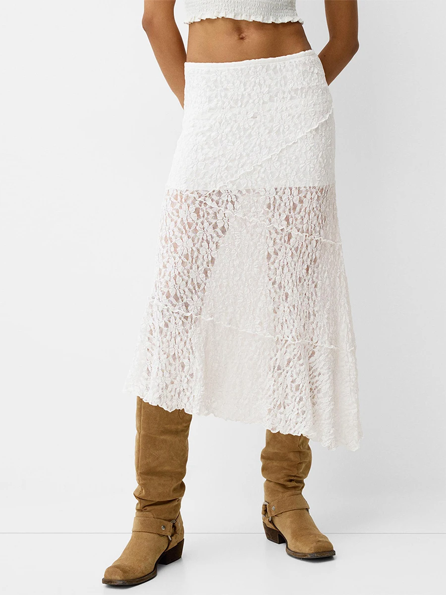 Women Lace Skirt Elegant Low Waist Patchwork Summer Long Skirt for Casual Daily
Women Lace Skirt Elegant Low Waist Patchwork Summer Long Skirt for Casual Daily