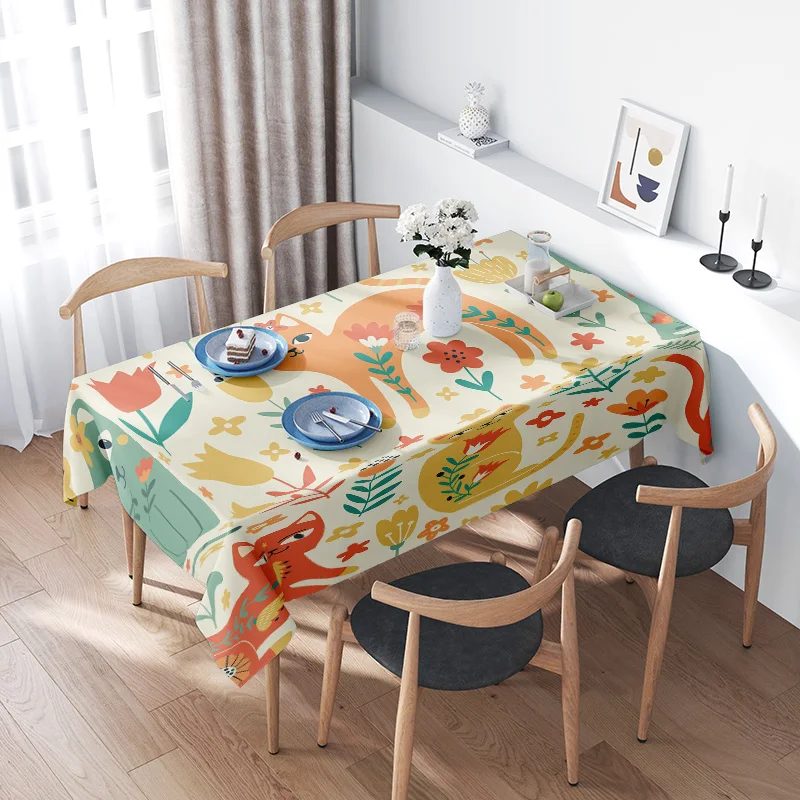 Kitchen Table Cover with Colorful Animal Print for Home Decoration Floral Design Cotton Linen Dining Cloth
Kitchen Table Cover with Colorful Animal Print for Home Decoration Floral Design Cotton Linen Dining Cloth