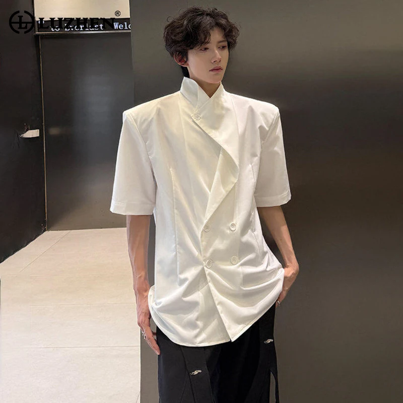 LUZHEN Luxury Elegant Trendy Solid Color Short Sleeve Shirt Men's 2025 Summer Hanging Neck Shoulder Pad Loose Casual Tops JY2223
LUZHEN Luxury Elegant Trendy Solid Color Short Sleeve Shirt Men's 2025 Summer Hanging Neck Shoulder Pad Loose Casual Tops JY2223