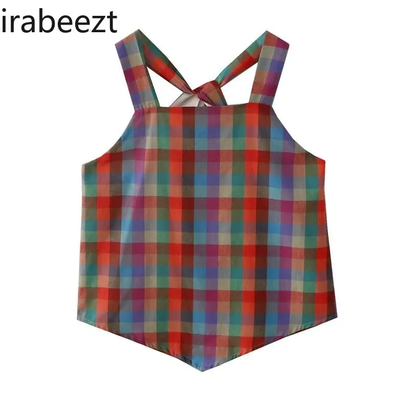 Summer New Niche Design Retro Color Contrast Plaid Loose Irregular Small Halter Vest Korean Fashion Clothing Casual Crop Tops
Summer New Niche Design Retro Color Contrast Plaid Loose Irregular Small Halter Vest Korean Fashion Clothing Casual Crop Tops