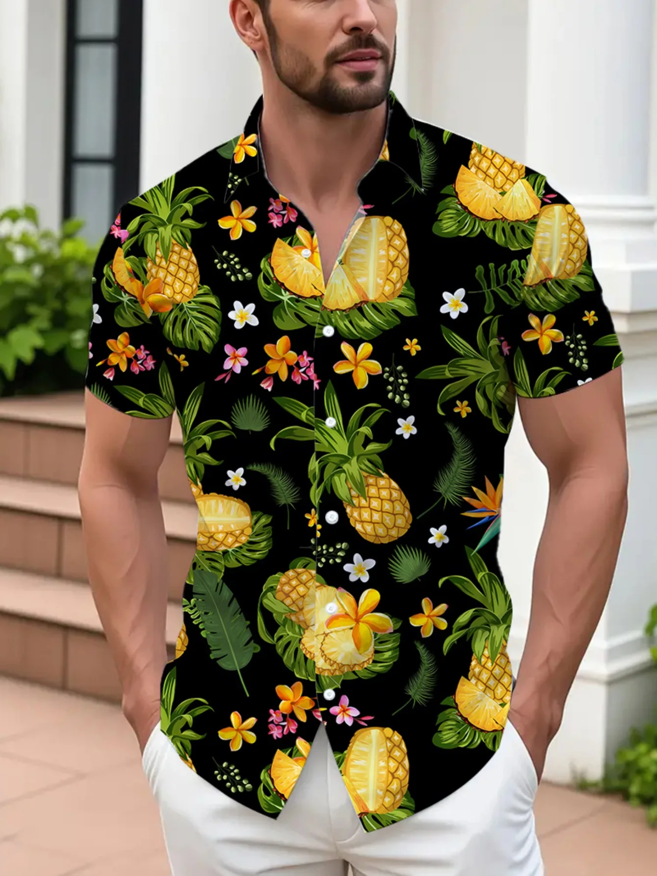 Men's Hawaiian Shirt Black Pineapple Tropical Floral Print Short Sleeve Button Down Casual Aloha
Men's Hawaiian Shirt Black Pineapple Tropical Floral Print Short Sleeve Button Down Casual Aloha