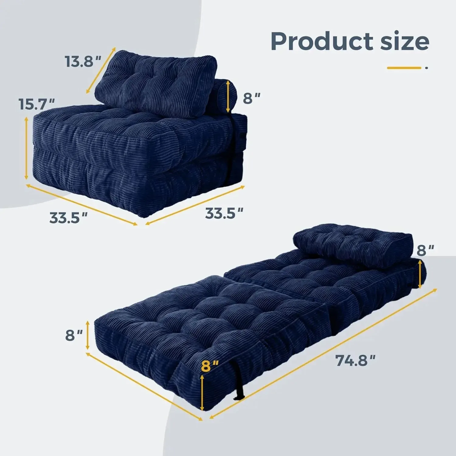Folding Sofa Bed Convertible Sleeper Chair with Pillow Foldable Mattress with New Design Sofa Set
Folding Sofa Bed Convertible Sleeper Chair with Pillow Foldable Mattress with New Design Sofa Set