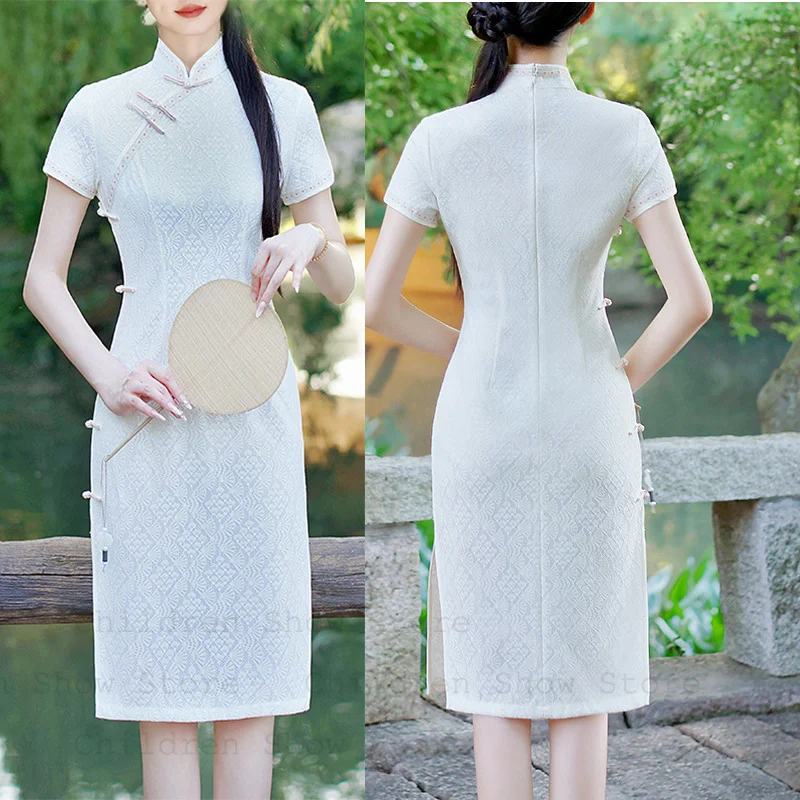 Chinese Bride Wedding Party Toast Dress Women Sexy Lace Floral Qipao Vintage Button Stand Collar Chesongam Summer New Vestidos
Chinese Bride Wedding Party Toast Dress Women Sexy Lace Floral Qipao Vintage Button Stand Collar Chesongam Summer New Vestidos