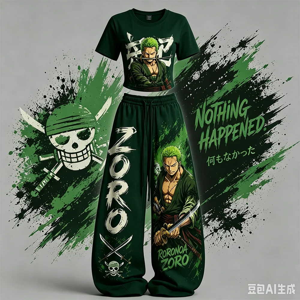 One Piece Roronoa Zoro New Hot Selling Men Women Short Sleeved Pants Set Street Y2K Casual Tee Set American Hip Hop Sports Set
One Piece Roronoa Zoro New Hot Selling Men Women Short Sleeved Pants Set Street Y2K Casual Tee Set American Hip Hop Sports Set