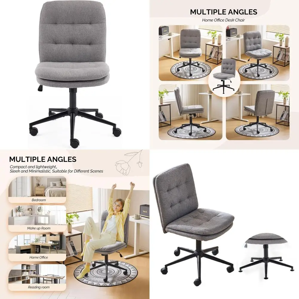 Mid-Back Swivel Desk Chair with Optional Wheels, 360° Rotation Vanity Chair, Padded Seat, Adjustable Height for Reading and Make
Mid-Back Swivel Desk Chair with Optional Wheels, 360° Rotation Vanity Chair, Padded Seat, Adjustable Height for Reading and Make