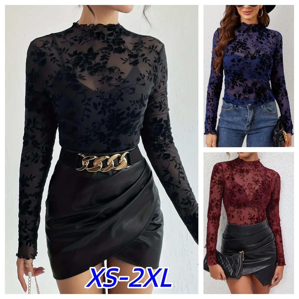 Mesh Blouses Sexy Women Clothes Sheer See Through Floral Mock Neck Long Sleeve Shirts Tops y2k Clothing Club Streetwear 2026
Mesh Blouses Sexy Women Clothes Sheer See Through Floral Mock Neck Long Sleeve Shirts Tops y2k Clothing Club Streetwear 2026