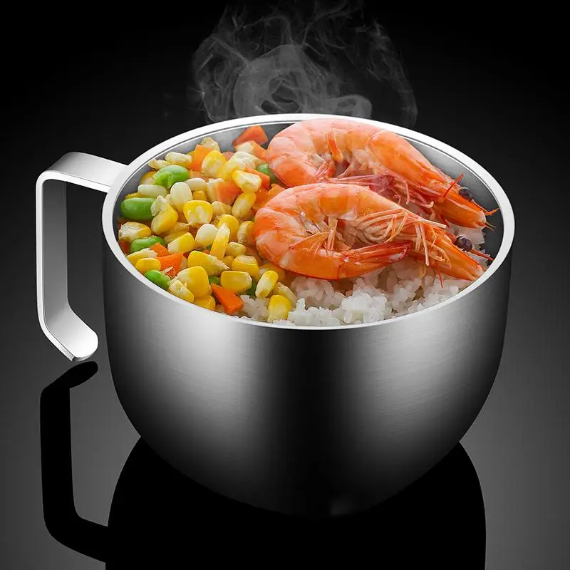Double Layered 304 Stainless Steel Noodle Bowl with Lid Insulated Personalized Meal Bowl for Students Dormitory Cafeteria
Double Layered 304 Stainless Steel Noodle Bowl with Lid Insulated Personalized Meal Bowl for Students Dormitory Cafeteria