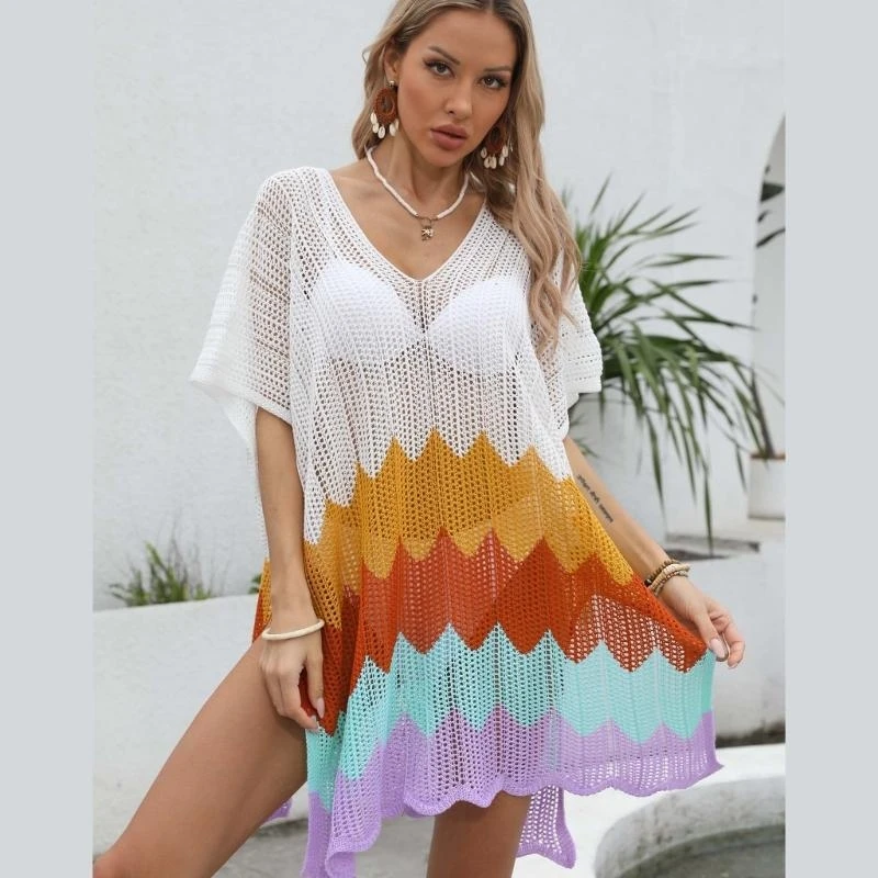 Hollow Out Beach Dress for Women Contrast Color Swimsuit Cover Up Beach Cover Up
Hollow Out Beach Dress for Women Contrast Color Swimsuit Cover Up Beach Cover Up