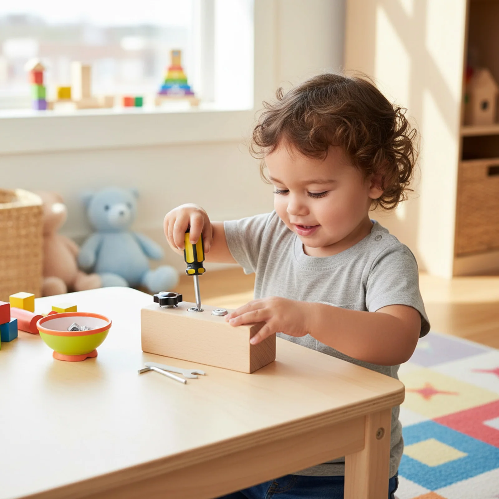 Montessori Educational Screw Nut Workbench Toy Hand Eye Coordination Training Busy Board For Toddlers
Montessori Educational Screw Nut Workbench Toy Hand Eye Coordination Training Busy Board For Toddlers