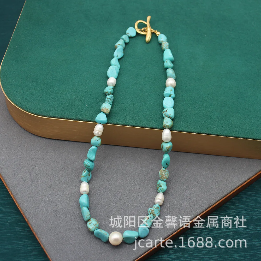 Freshwater Pearl Beaded Natural Stone Necklace with Raw Turquoise Baroque Style
Freshwater Pearl Beaded Natural Stone Necklace with Raw Turquoise Baroque Style