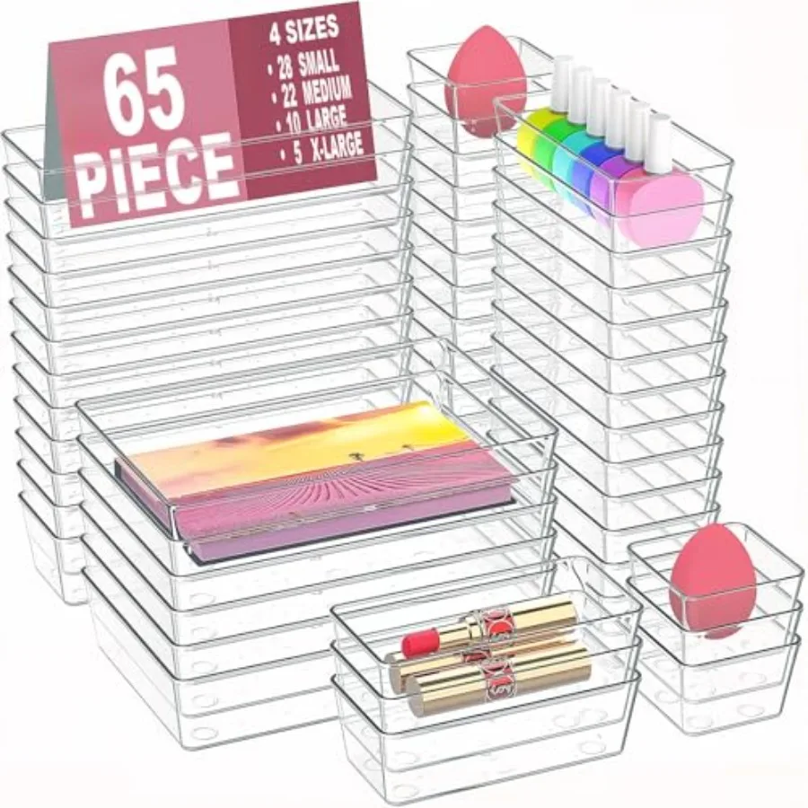Drawer Organizers Set of 65 4 Sizes Clear Plastic Drawer Organizers and Storage Bins for Kitchen Bathroom Office Dresser Desk D
Drawer Organizers Set of 65 4 Sizes Clear Plastic Drawer Organizers and Storage Bins for Kitchen Bathroom Office Dresser Desk D