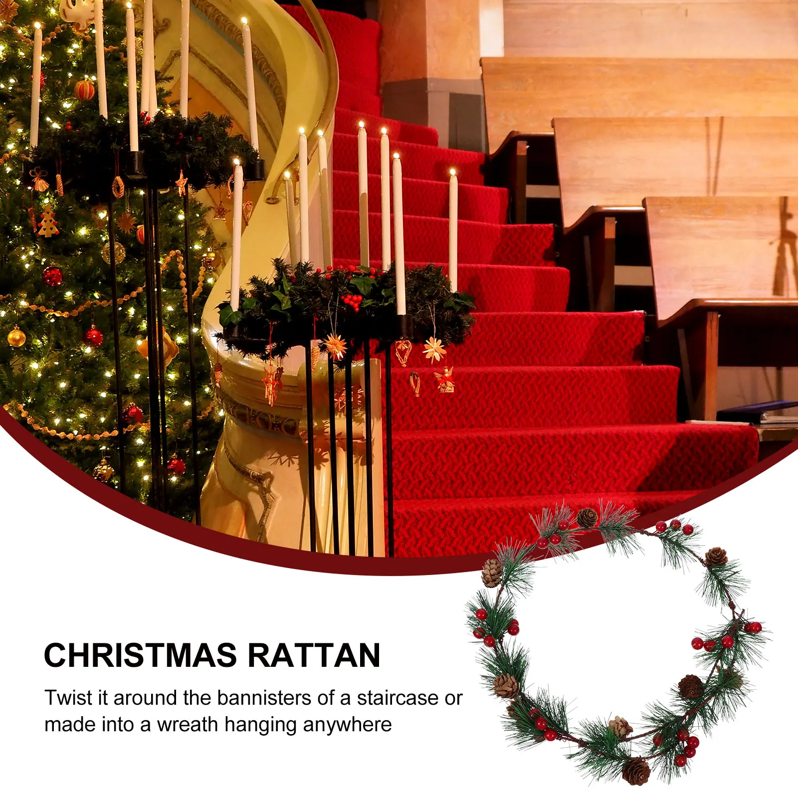 Front Door Pine Branch Red Fruit Decoration Garland Realistic Plastic Christmas Rattan 
Front Door Pine Branch Red Fruit Decoration Garland Realistic Plastic Christmas Rattan