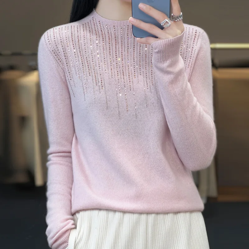 Women's Wool Knitted Sweater Half High Collar Winter Solid Pink Blue White Black Clothing for Women Fashion Autumn Sweaters
Women's Wool Knitted Sweater Half High Collar Winter Solid Pink Blue White Black Clothing for Women Fashion Autumn Sweaters