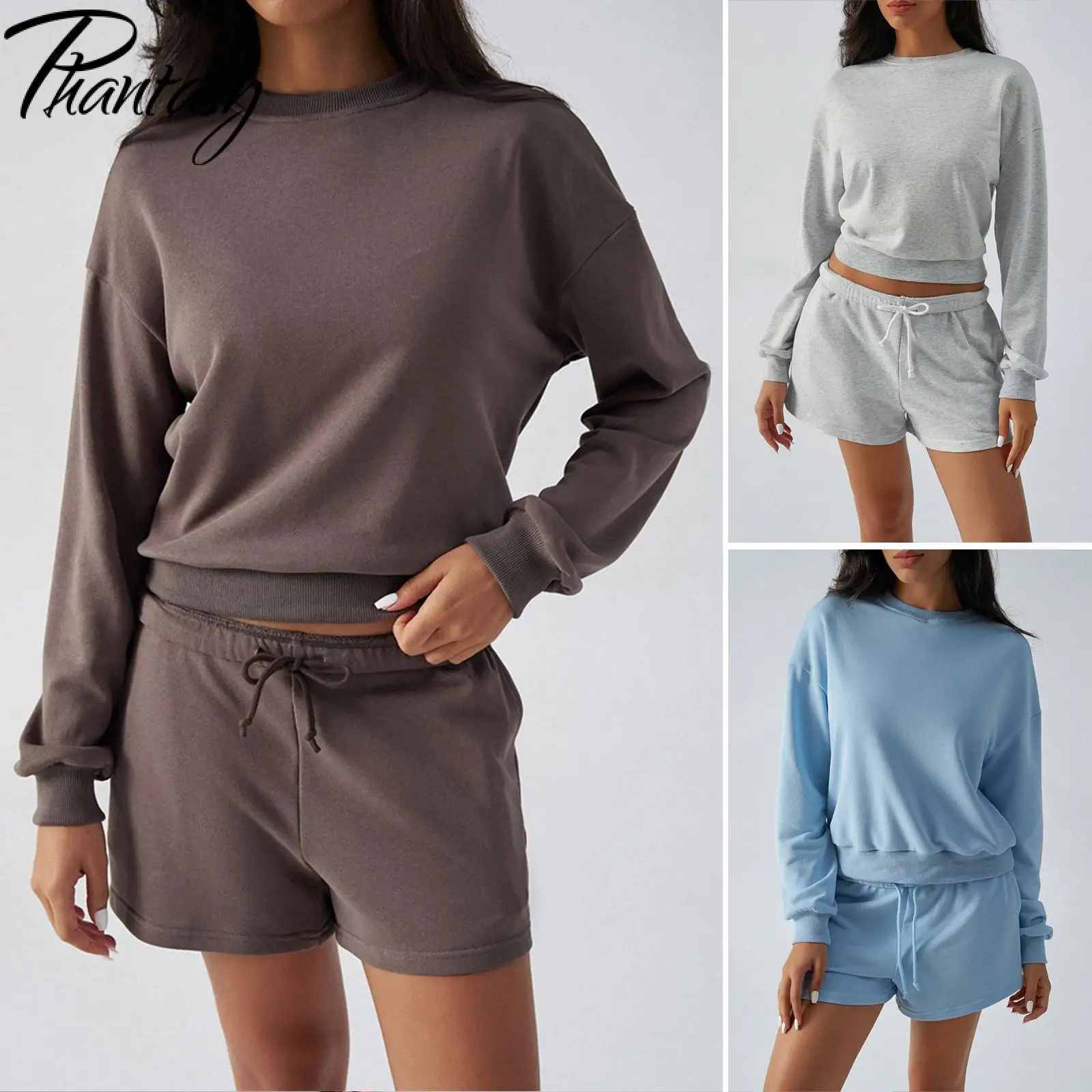 Phantasy Women Two Piece Set Solid Sporty Shorts Suit Pullovers Loose Comfortable Suit Spring Summer Streetwear Female Outfit
Phantasy Women Two Piece Set Solid Sporty Shorts Suit Pullovers Loose Comfortable Suit Spring Summer Streetwear Female Outfit