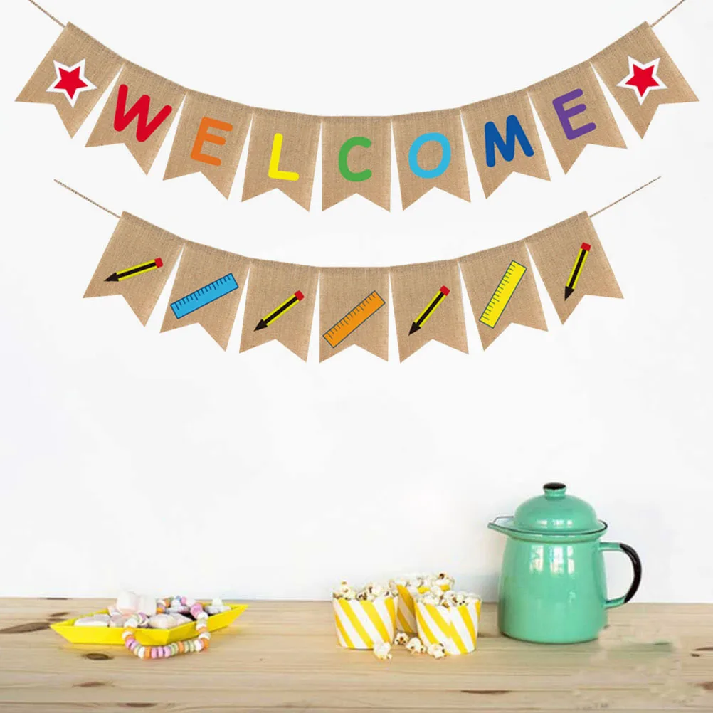 Burlap Banner Decoration Colorful Ruler Pencil Pattern Classroom Wall Hanging School Yard Decor Starting Banner Welocme Back
Burlap Banner Decoration Colorful Ruler Pencil Pattern Classroom Wall Hanging School Yard Decor Starting Banner Welocme Back
