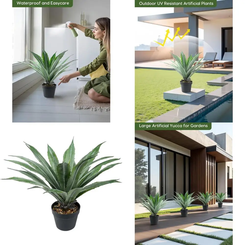 27-Inch Tall Large Artificial Agave in Black Pot with Real Stone Pebbles, 29 Green Serrated Leaves, Suitable for Indoor and Outd
27-Inch Tall Large Artificial Agave in Black Pot with Real Stone Pebbles, 29 Green Serrated Leaves, Suitable for Indoor and Outd