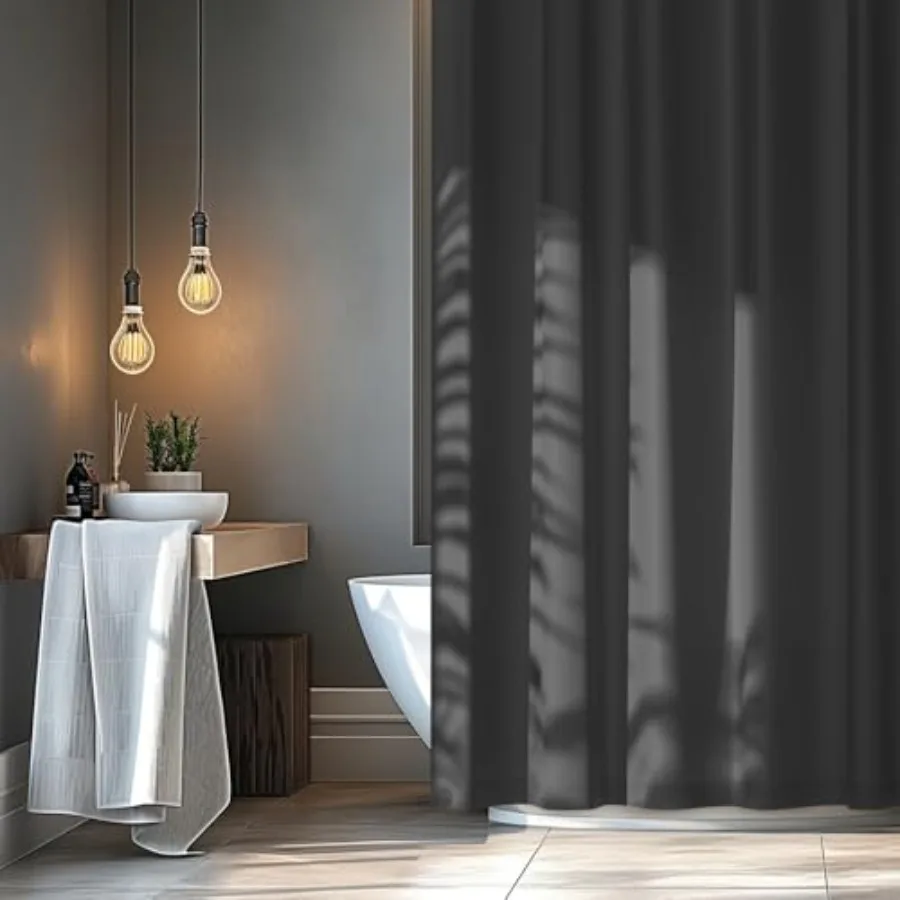 Charcoal Grey Waterproof Fabric Shower Curtain Liner with 3 Large Magnets, Washable Cloth Shower Liner Carbon Grey, 72 x 72 inc
Charcoal Grey Waterproof Fabric Shower Curtain Liner with 3 Large Magnets, Washable Cloth Shower Liner Carbon Grey, 72 x 72 inc