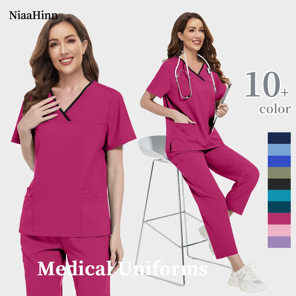 Nurse Uniform Medical Beauty SPA Uniform Dental Scrub Nursing Healthcare Scrubs Set Women Surgical Gown Top+pants Suit Wholesale
Nurse Uniform Medical Beauty SPA Uniform Dental Scrub Nursing Healthcare Scrubs Set Women Surgical Gown Top+pants Suit Wholesale