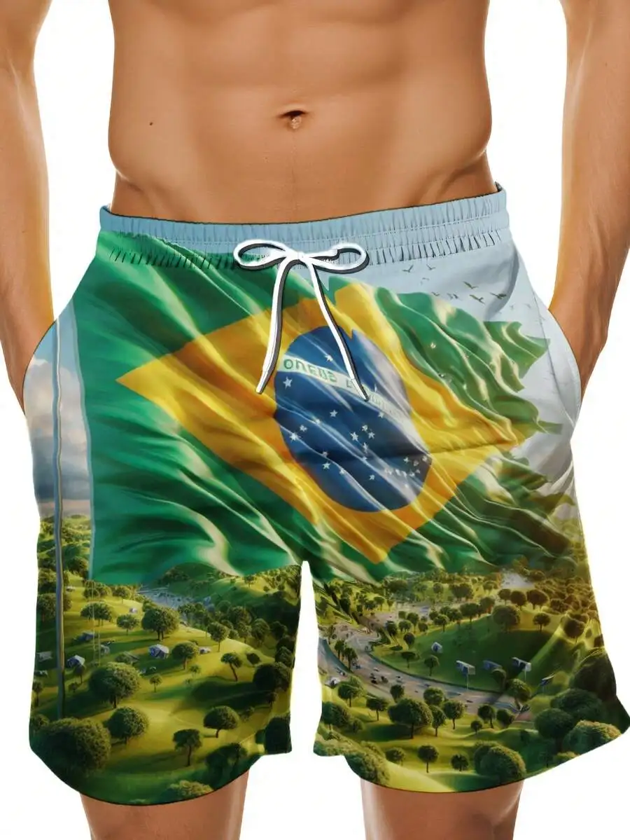 Men Brazil Flag And Landscape Print Quick Dry Swim Trunks Beach Board Shorts
Men Brazil Flag And Landscape Print Quick Dry Swim Trunks Beach Board Shorts