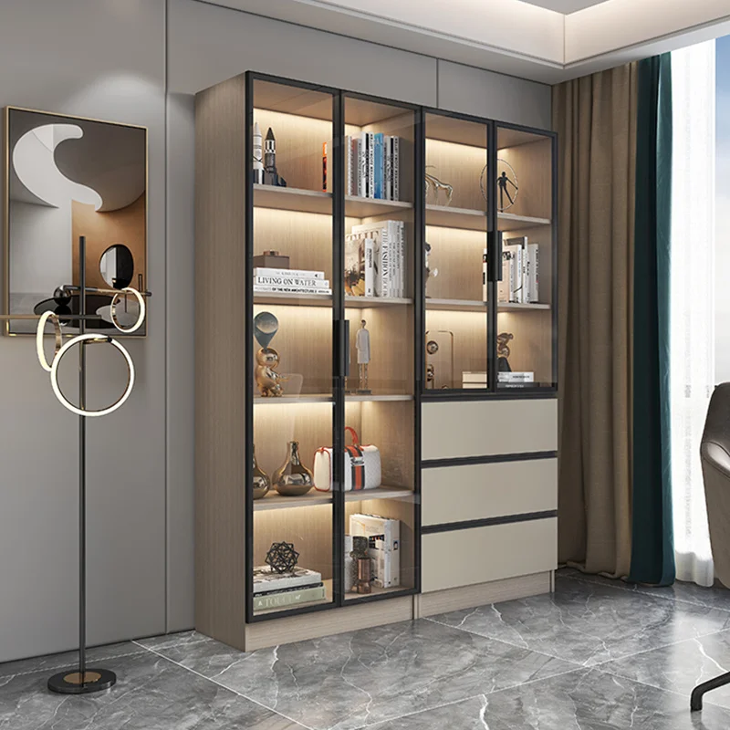 Custom. Light Luxury Bookshelf Bookcase Modern Minimalist Glass Door Bookcase with Light Living Room Floor Shelf Solid Wood Disp
Custom. Light Luxury Bookshelf Bookcase Modern Minimalist Glass Door Bookcase with Light Living Room Floor Shelf Solid Wood Disp