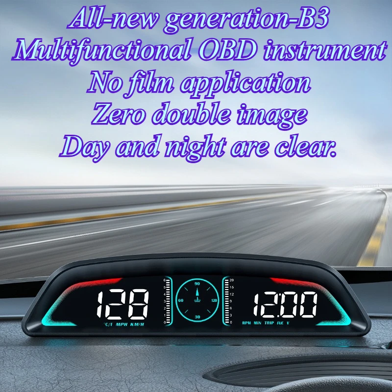 For Universal Cars B3 HUD Display OBD2 Speedometer Overspeed Alarm Fuel Consumption Water Temp Time Altitude Digital Projector
For Universal Cars B3 HUD Display OBD2 Speedometer Overspeed Alarm Fuel Consumption Water Temp Time Altitude Digital Projector