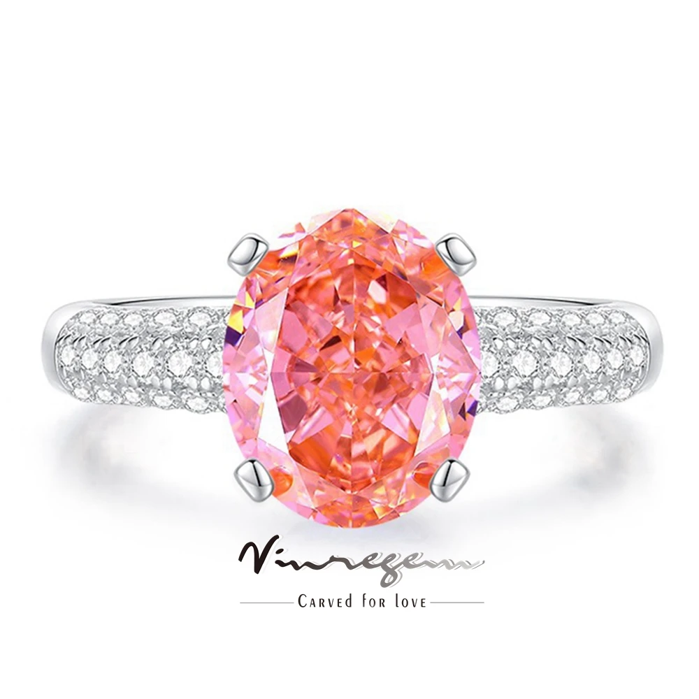 Vinregem 8*10 MM Crushed Ice Cut Oval Padparadscha High Carbon Diamond Gemstone 925 Sterling Silver Ring for Women Fine Jewelry
Vinregem 8*10 MM Crushed Ice Cut Oval Padparadscha High Carbon Diamond Gemstone 925 Sterling Silver Ring for Women Fine Jewelry
