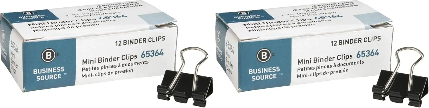 Binder Clips, Mini, Black, Pack of 2 - Strong Grip for 1/4" Stack, Fold-Down Arms
Binder Clips, Mini, Black, Pack of 2 - Strong Grip for 1/4" Stack, Fold-Down Arms