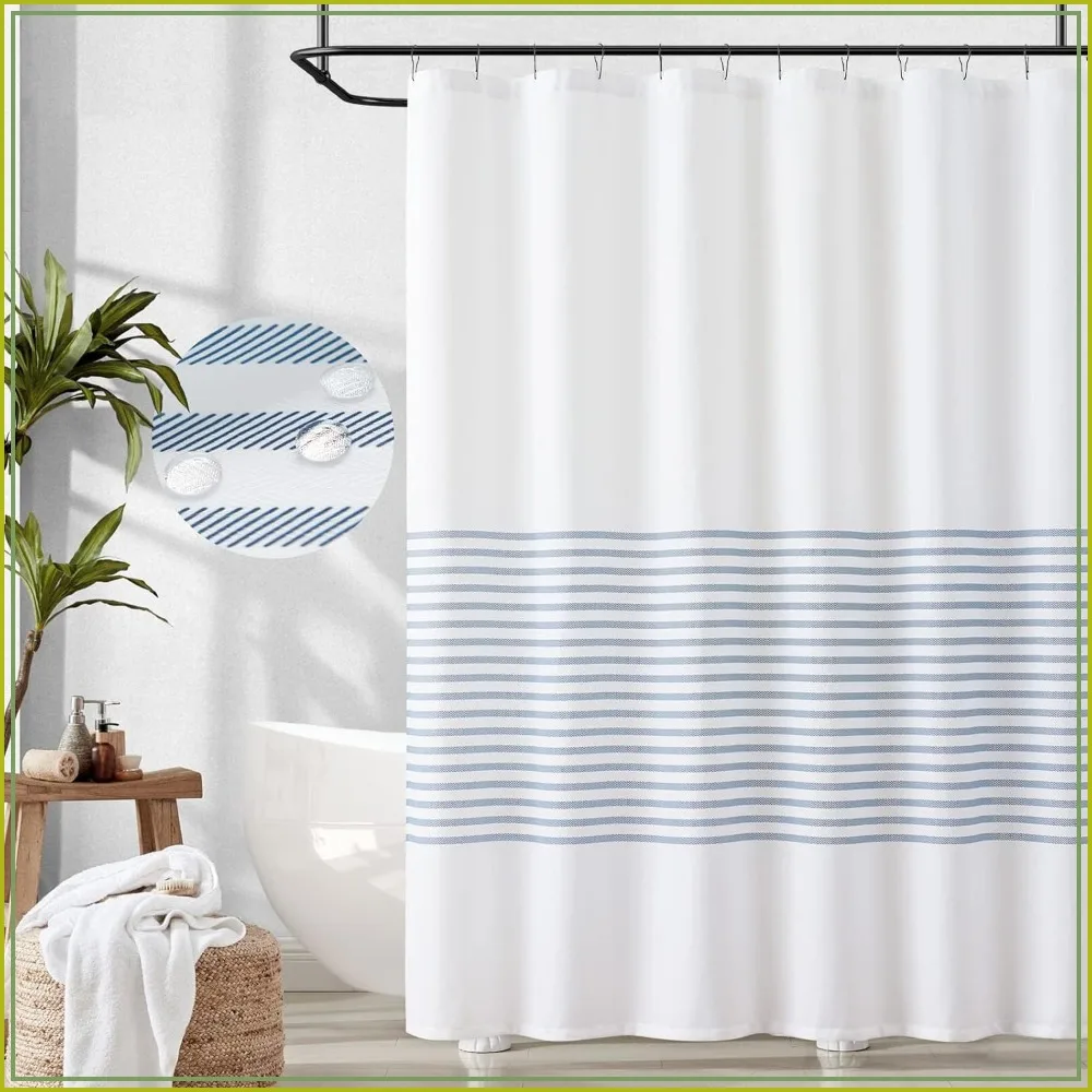 Blue and White Striped Shower Curtain Modern Zig Zag Waterproof Fabric Shower Curtains for Bathroom with 12 Hooks Machine Washable 70x72 inches
Blue and White Striped Shower Curtain Modern Zig Zag Waterproof Fabric Shower Curtains for Bathroom with 12 Hooks Machine Washable 70x72 inches