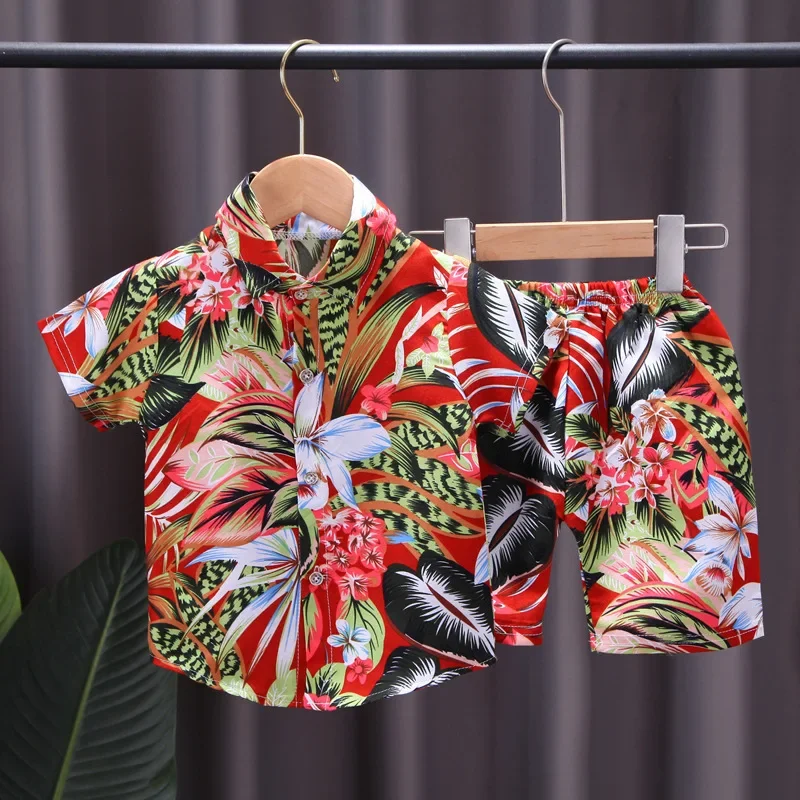 Children's Summer Thin Vacation Clothing Set Kids Short Sleeve Lapel Tropical Floral Shirt + Shorts Boys Casual Beach Clothes
Children's Summer Thin Vacation Clothing Set Kids Short Sleeve Lapel Tropical Floral Shirt + Shorts Boys Casual Beach Clothes
