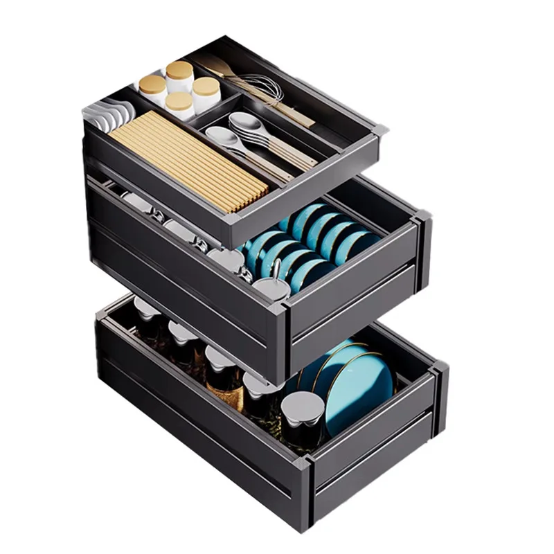 Aluminum alloy small size pull basket kitchen drawer type damping guide rail double layer seasoning
Aluminum alloy small size pull basket kitchen drawer type damping guide rail double layer seasoning