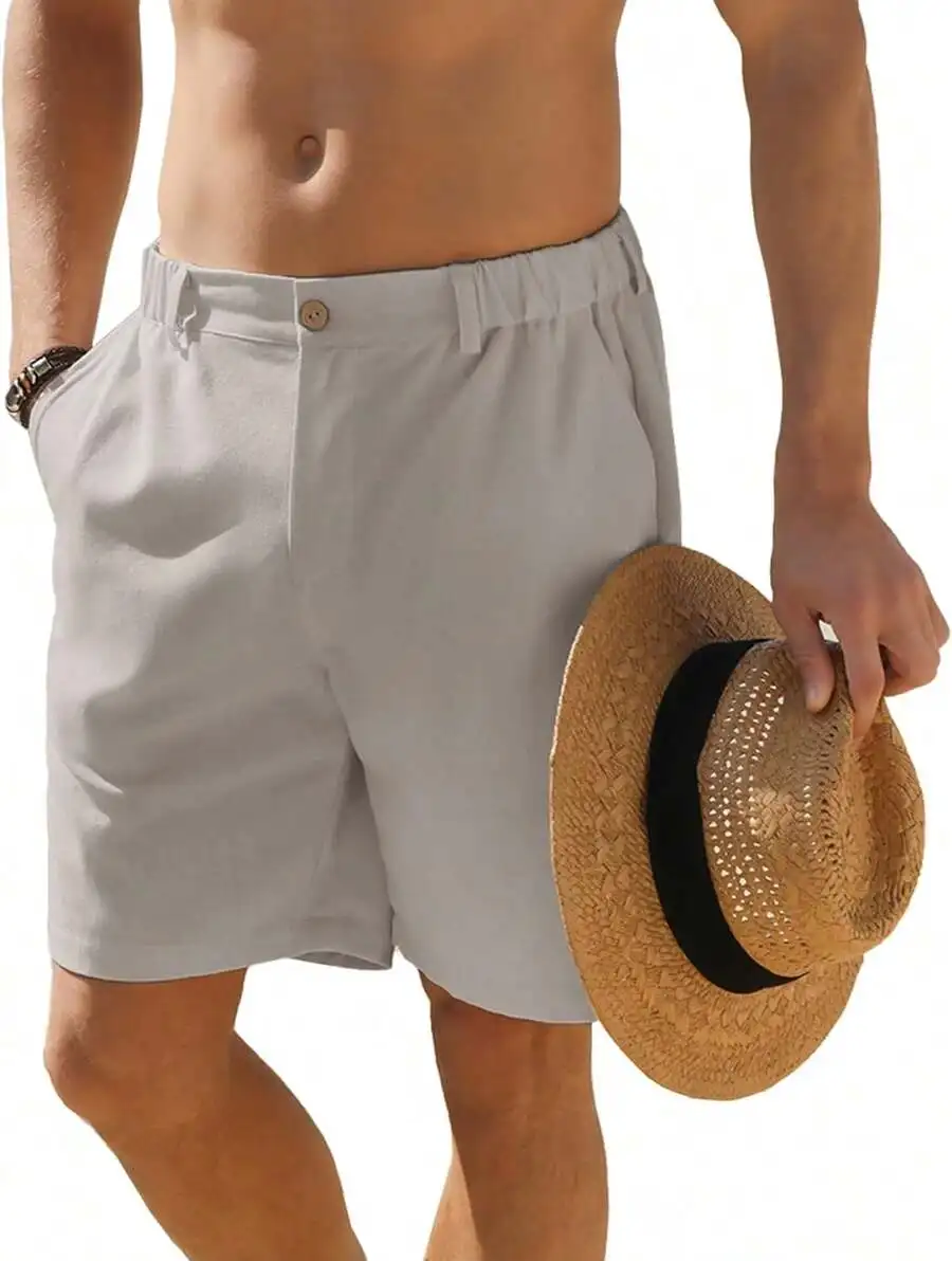Mens Casual Cotton Linen Shorts With Button Elastic Waist Summer Beach Golf Multi Pocket
Mens Casual Cotton Linen Shorts With Button Elastic Waist Summer Beach Golf Multi Pocket