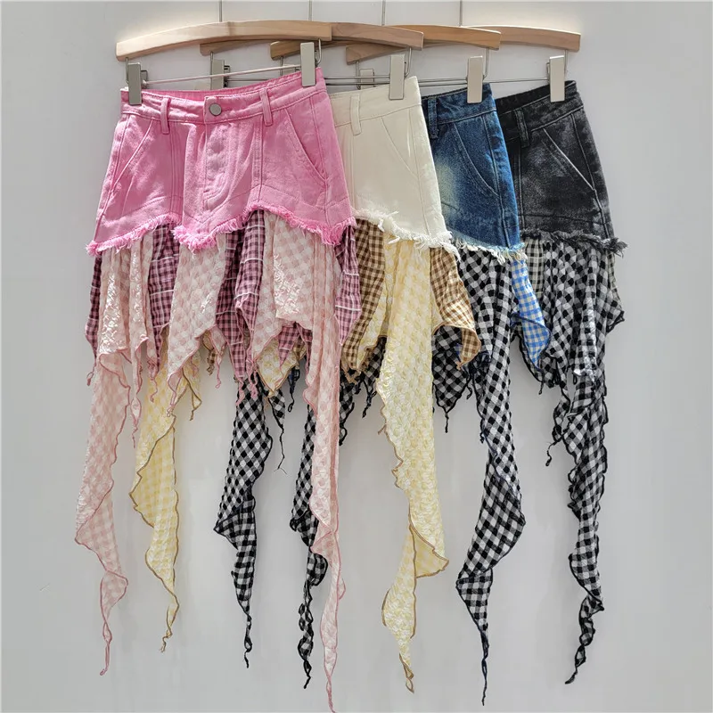 Irregular American Street Style Skirt Women's Summer New Trend Niche Design Plaid Splicing Irregular Hem Fungus Skirts
Irregular American Street Style Skirt Women's Summer New Trend Niche Design Plaid Splicing Irregular Hem Fungus Skirts