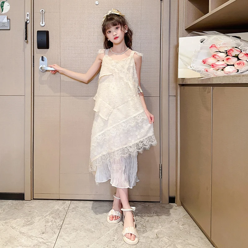 2025 Spring and Summer Children's Dress Sleeveless Strap Princess Dress Irregular Lace Girls' Party Skirt
2025 Spring and Summer Children's Dress Sleeveless Strap Princess Dress Irregular Lace Girls' Party Skirt
