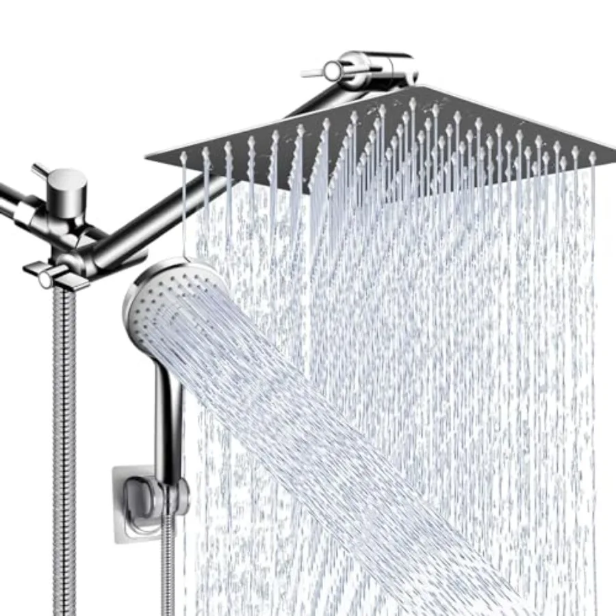 Shower Head Combo, 10 Inch High Pressure Rain Shower Head with 11 in Adjustable Extension Arm and 5 Settings Handheld, Powerful
Shower Head Combo, 10 Inch High Pressure Rain Shower Head with 11 in Adjustable Extension Arm and 5 Settings Handheld, Powerful