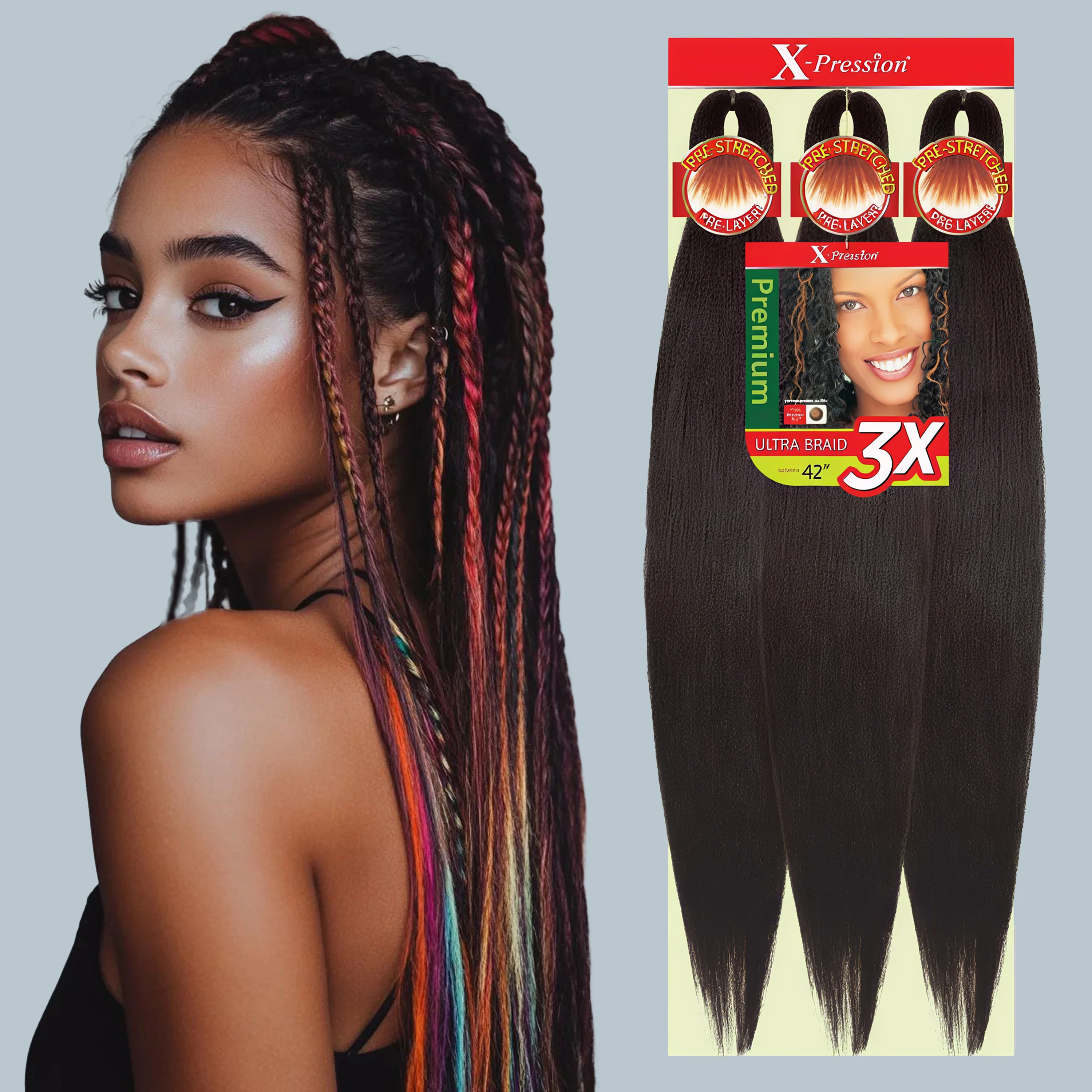 Synthetic X-Pression Pre-Stretched Braiding Hair Kanekalon Flame Retardant Smooth Yaki Braid Three-Piece Set X-Pression
Synthetic X-Pression Pre-Stretched Braiding Hair Kanekalon Flame Retardant Smooth Yaki Braid Three-Piece Set X-Pression
