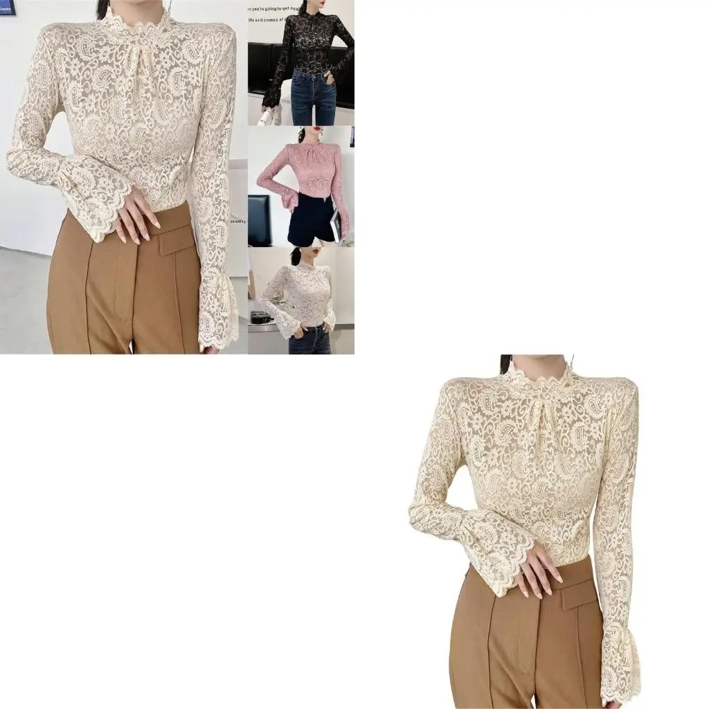 Women' Long Sleeves Blouse Turtleneck T-shirt Stretch Lace Bottoming Tops
Women' Long Sleeves Blouse Turtleneck T-shirt Stretch Lace Bottoming Tops