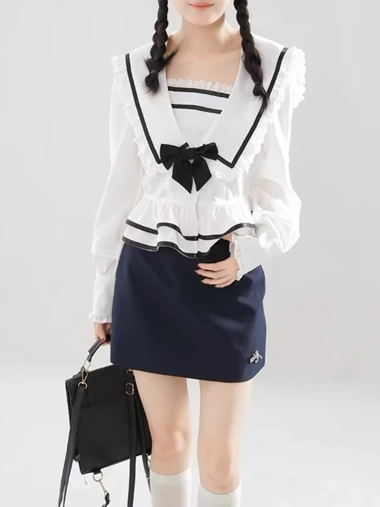 New Fashion Kawaii College Style 2 Piece Sets Women Autumn Winter Navy Collar Tops + A Line Skirt Korean Sweet Causal Suits 2024
New Fashion Kawaii College Style 2 Piece Sets Women Autumn Winter Navy Collar Tops + A Line Skirt Korean Sweet Causal Suits 2024