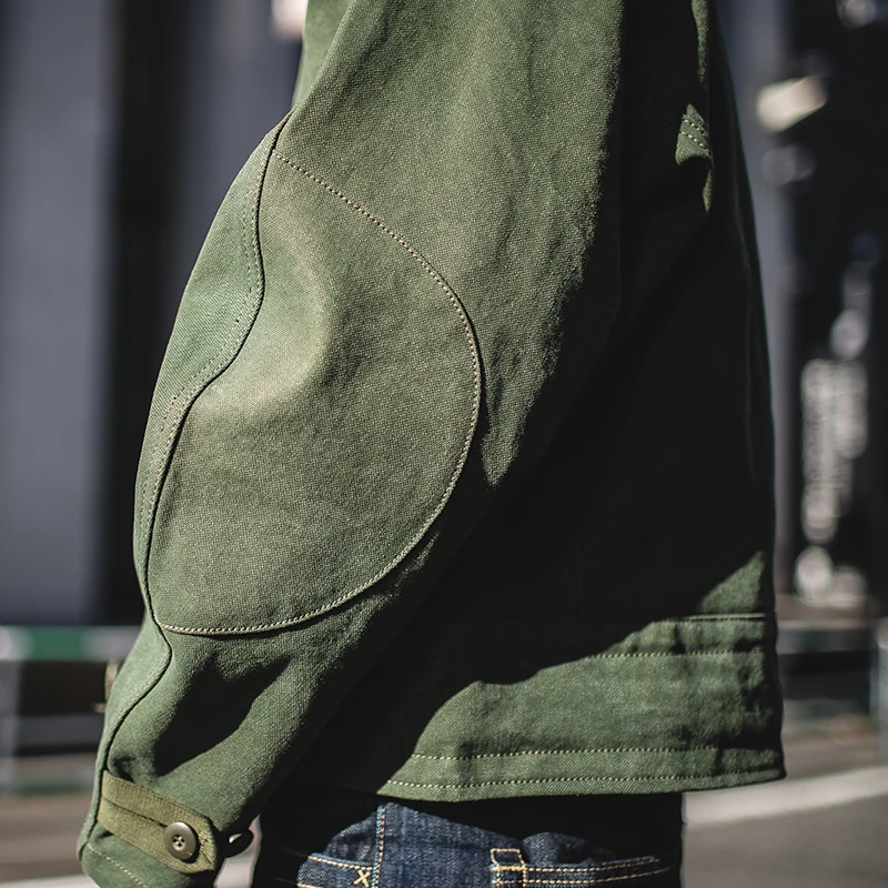 Maden Retro 16oz Canvas Swedish Motorcycle Green Jacket Pocket Bomber Jacket Casual Hunting Work Outwear for Men Spring and Fall 32 S3af6ce2bc6db44a691ed4bdb6390eccc0