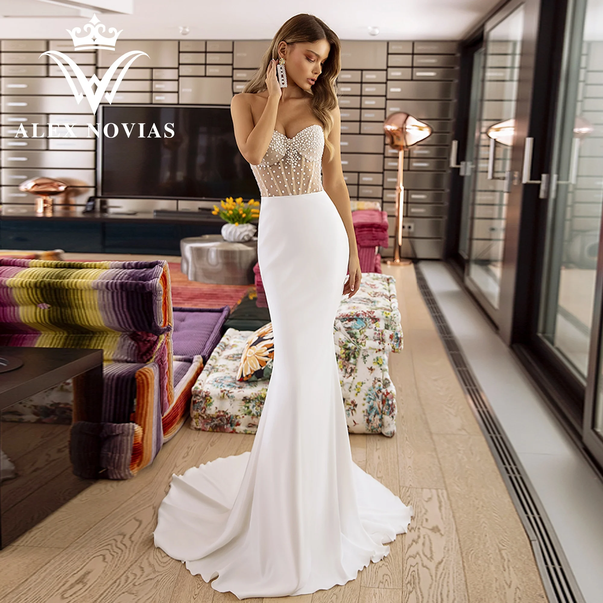 ALEX NOVIAS Mermaid Wedding Dress With Jacket 2023 Sweetheart Appliques High-end Strapless Satin Dress Vestidos Novias De Saten
ALEX NOVIAS Mermaid Wedding Dress With Jacket 2023 Sweetheart Appliques High-end Strapless Satin Dress Vestidos Novias De Saten