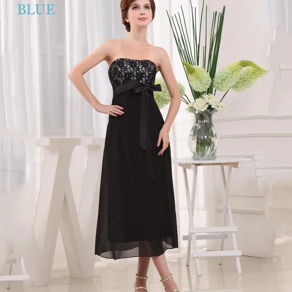 BLUE Tea Length Strapless Formal Evening Dress Black Women 2022 Sexy A-line Sleeveless Lace Backless Party Satin With Bow Belt
BLUE Tea Length Strapless Formal Evening Dress Black Women 2022 Sexy A-line Sleeveless Lace Backless Party Satin With Bow Belt